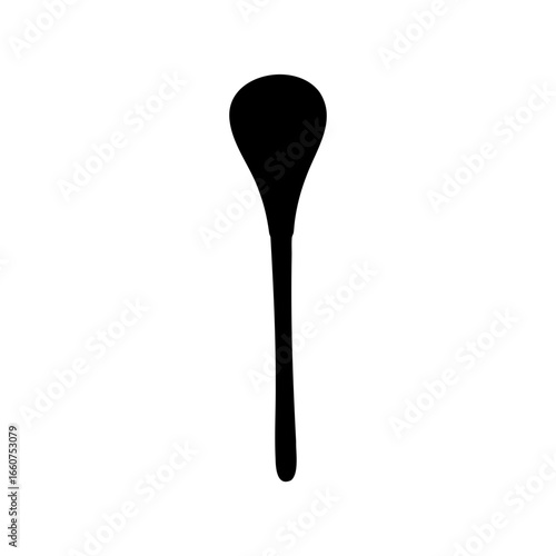 A simple black silhouette of an oblong headed spoon, isolated on white