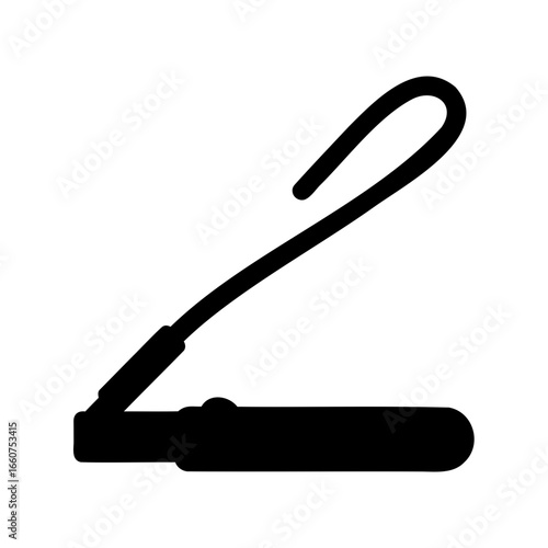 Black silhouette of a nail clipper on a white isolated background