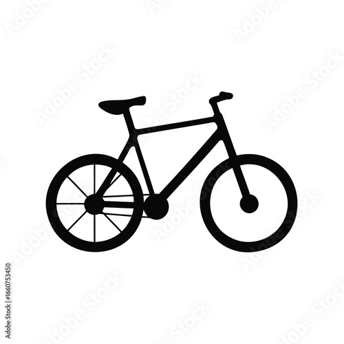 Simplified black bicycle icon against a white background with visible details