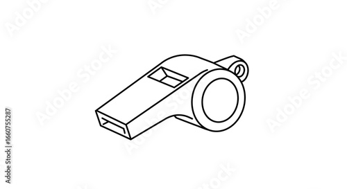 Simple Black and White Whistle Illustration on White Background