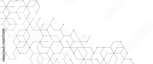 Vector graphic design element with with hexagonal digital geometric science and connection concept