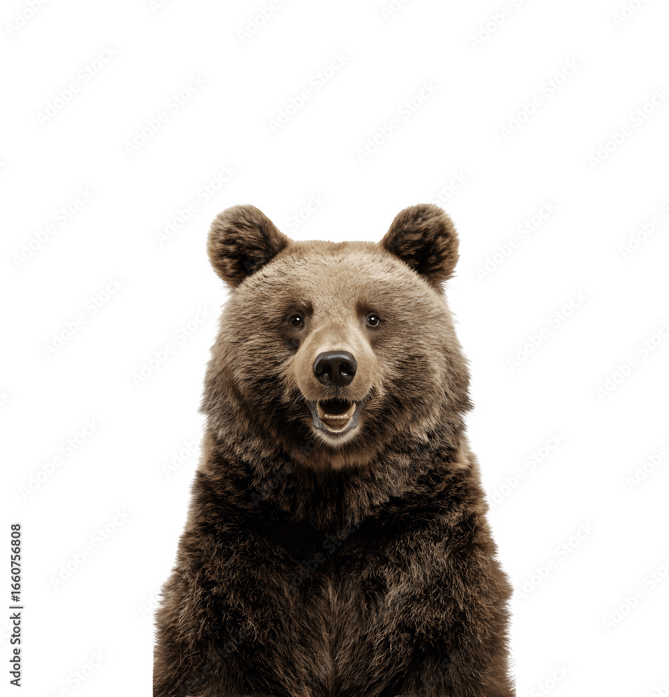 Obraz premium Cheerful bear facing forward with a happy expression captured in a half-body animal portrait