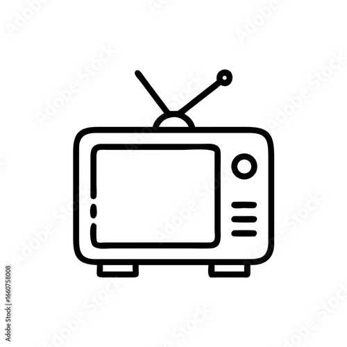 A classic vintage TV set, in black and white, with an antenna