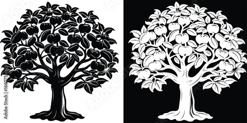 Abundant apple tree bursting with ripe fruit, symbolizing harvest and natural bounty for vibrant designs