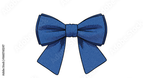 Elegant blue bow tie illustration adorned with a subtle dotted pattern for formal designs showcasing style and sophistication