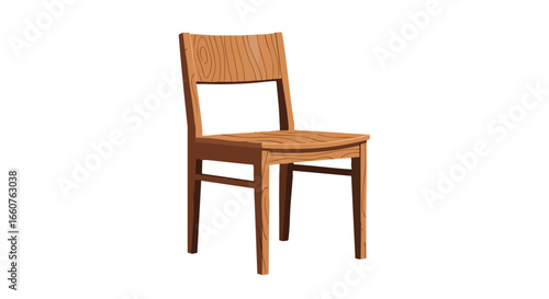 Illustration of a wooden chair with a cartoonish style on a clean white background setting the stage for various creative applications