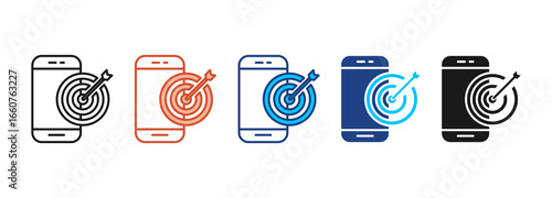 Mobile Marketing Icon Set Multiple Style Collection