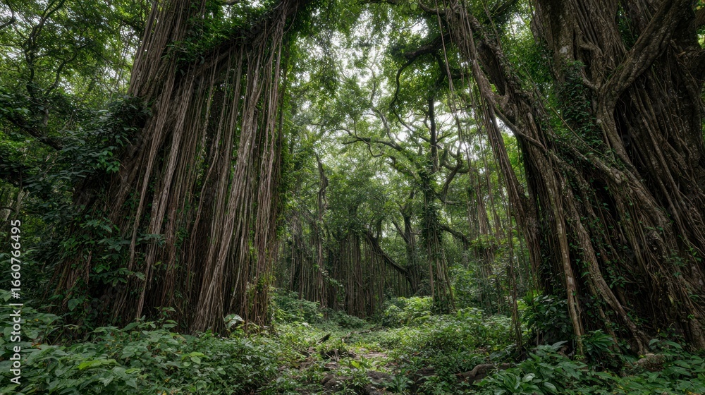 Fototapeta premium Mysterious forest path deep in jungle