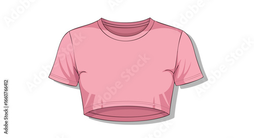 Illustrative pink crop top apparel design for fashion and retail promotion, isolated garment graphic for customizable merchandise options on plain