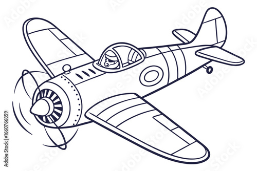 🛫 Outline Plane Doodle Illustration
