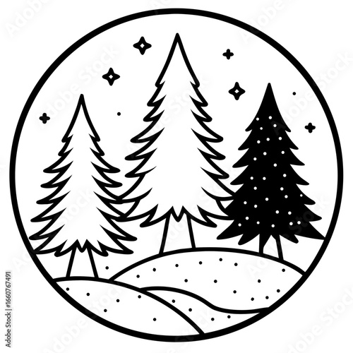 Cozy Winter Pine Vector