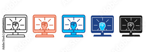 Online Activism Icon Set Multiple Style Collection