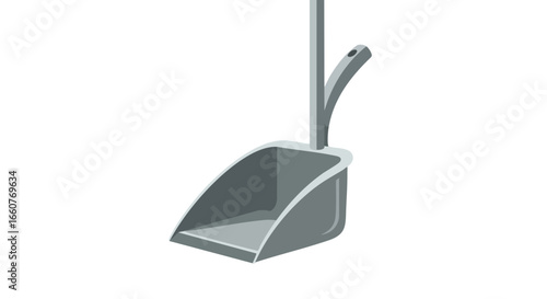 A clean and shiny dustpan for maintaining pristine floors offering a simple design, showcasing tool utility in grey tones, enhancing a sense of