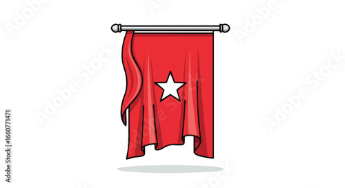 Crimson banner unfurled a symbol of aspiration its solitary star whispering tales of dreams and valor awaiting the dawn with hopeful light