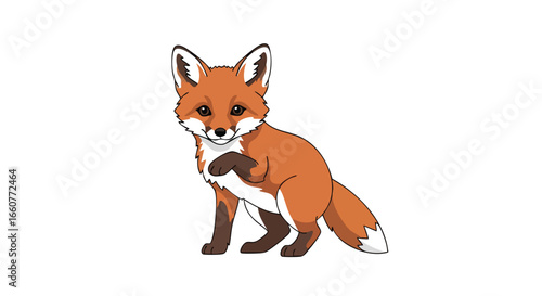 Charming animated fox illustration on a crisp white background conveying a sense of playful wilderness and animal representation  with a touch of