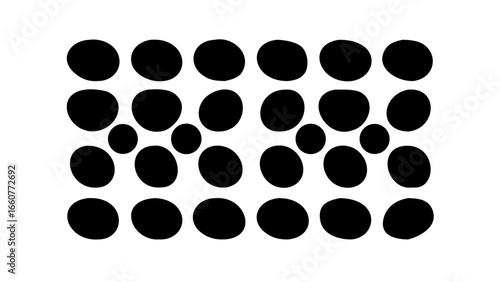 Abstract black and white pattern of circles with a hole in the middle, creating a geometric and decorative design for modern backgrounds