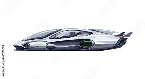 Sleek Futuristic Automobile Design Concept Showcasing Advanced Aerodynamics and Cutting-Edge Technology Innovation on a White Backdrop
