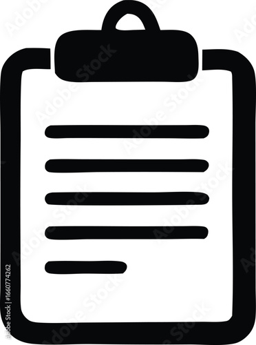 Iconographic representation of a clipboard with lines of text ideal for documents notes reports and data entry tasks
