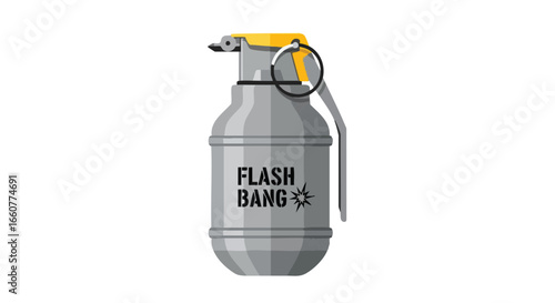 Illustration of flash bang grenade weapon on white background showcasing military equipment and weaponry icon concept