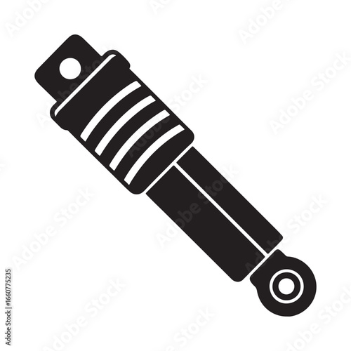 Black shock absorber vector illustration showcasing automotive suspension and damping technology for vehicle engineering projects and educational material design emphasizing mechanical components