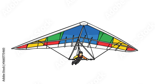 Soaring High: A Colorful Depiction of Hang Gliding Adventure and Aviation Thrills in an Open Sky environment