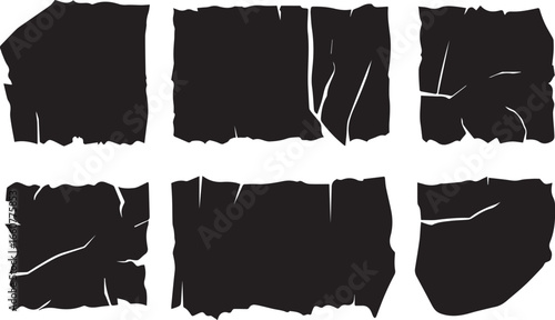 Set of Crumpled and Torn Paper Shapes