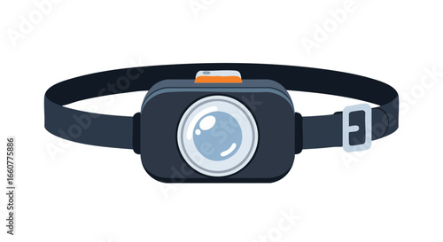 Headlamp illustration depicting illumination equipment utilized for various activities such as hiking and camping