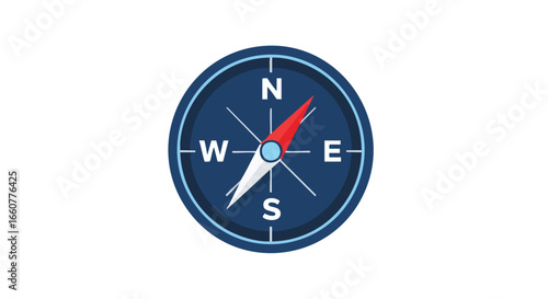 Stylized Compass Illustration Navigating Directions and Cardinal Points on White Minimalist Artistic Depiction for Exploration and Orientation