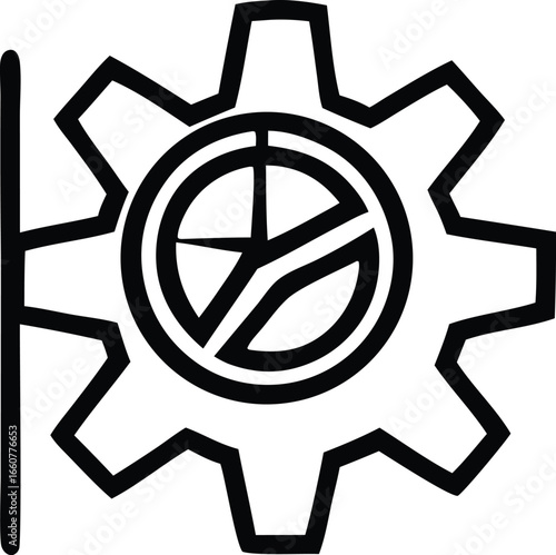 Industrial gear icon symbolizing manufacturing and engineering solutions precision mechanical components for technology and industry applications