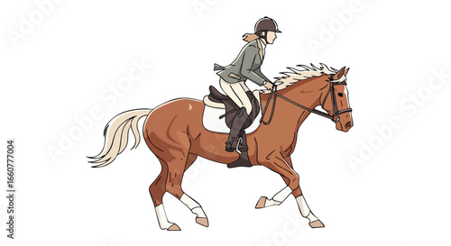 Equestrian harmony a stylized depiction of a rider and horse in elegant motion and poise