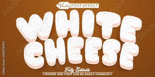  White Cheese Dairy Vector Fully Editable Smart Object Text Effect