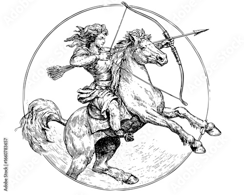 Centaur archer illustration mythical horseman art print  evokes fantasy and strength