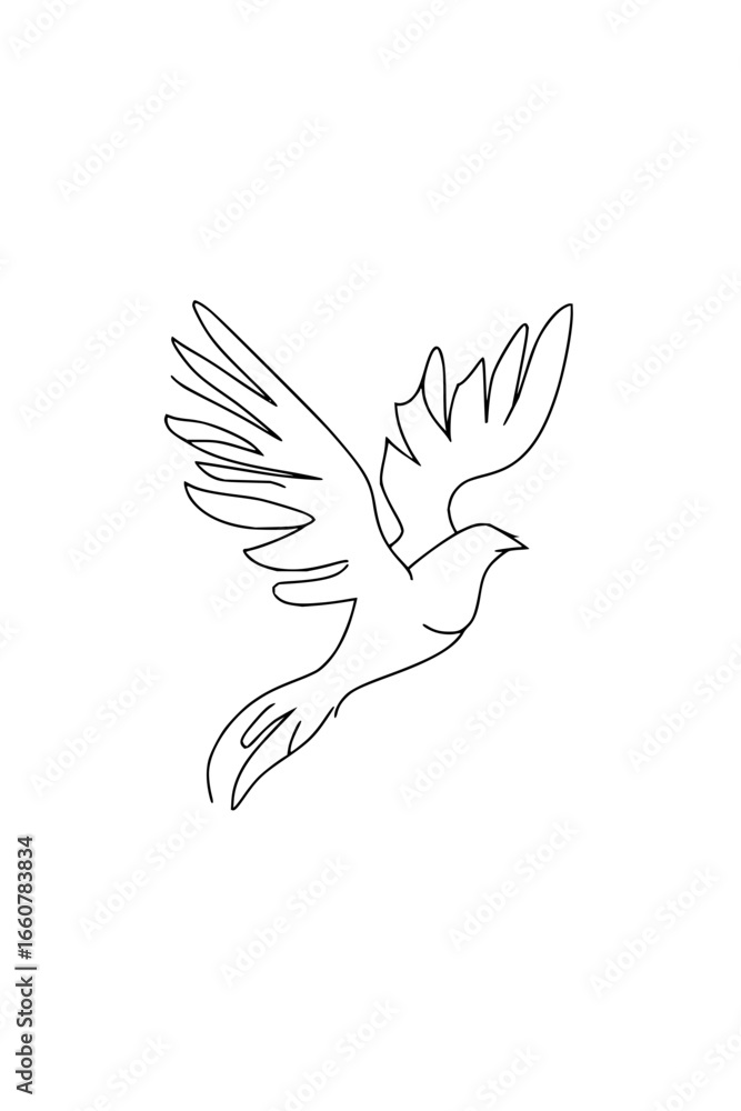 Obraz premium Dove line art spiritual symbolism for peace, freedom, and chakra healing spiritual awakening Ideal for chakra meditation,healing practices, representing the soul's journey