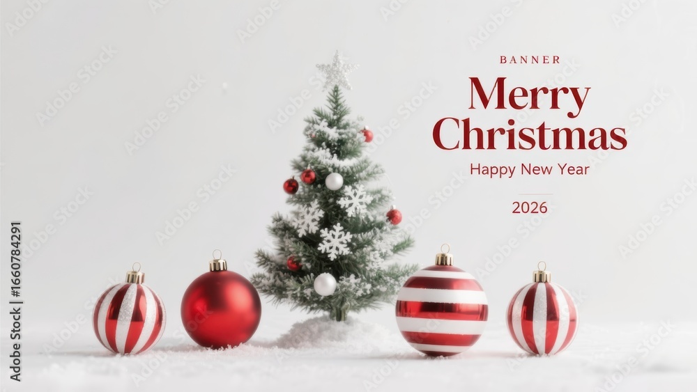 Naklejka premium Merry Christmas 2026! Happy New Year Banner