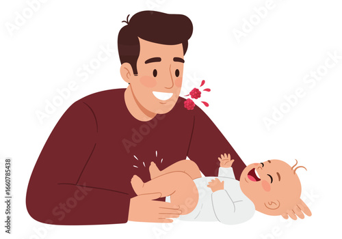 Family bonding, joy, happiness. Perfect for fathers day promotions, parenting blogs, childcare materials, and familyoriented marketing campaigns.