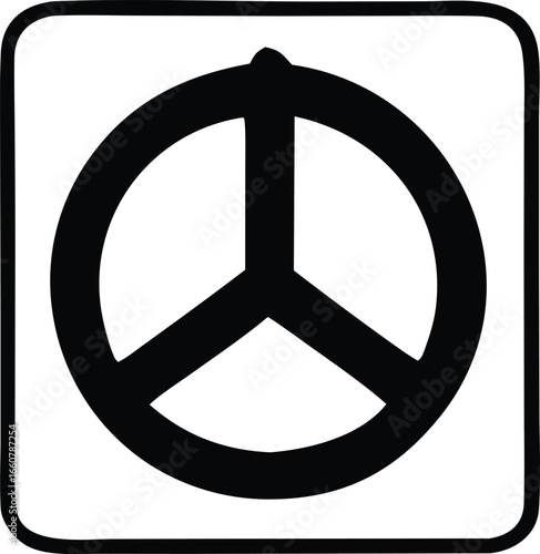 Iconic black peace symbol inside a rounded square frame a timeless emblem of harmony and non-violence