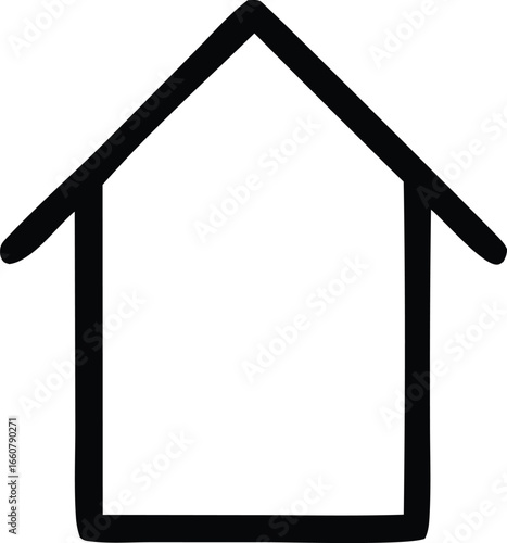 Simple black outline house icon graphic symbol for home real estate property building residence shelter dwelling structure architectural design