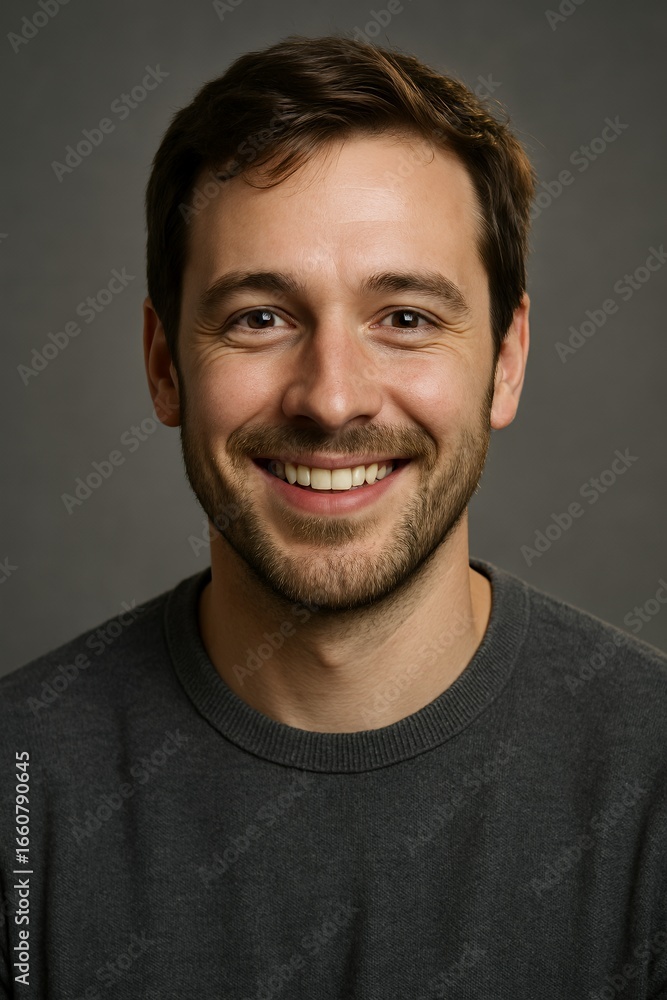 Fototapeta premium Smiling man with genuine happiness and confidence, perfect for marketing campaigns