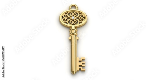Wallpaper Mural Elegant Golden Ornate Skeleton Key Isolated on White Background symbolizing opportunity and success Torontodigital.ca