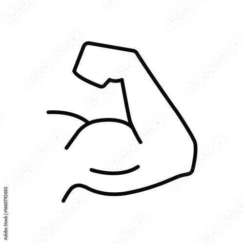 Arm icon. Simple outline style. Muscle, strong, power, protein, strength, bicep, man, hand, flex, body, muscular, exercise, health concept. Thin line symbol. Vector isolated design