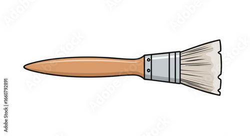 Isolated illustration of a paint brush for diverse painting applications and creative projects involving artistic mediums and home improvements