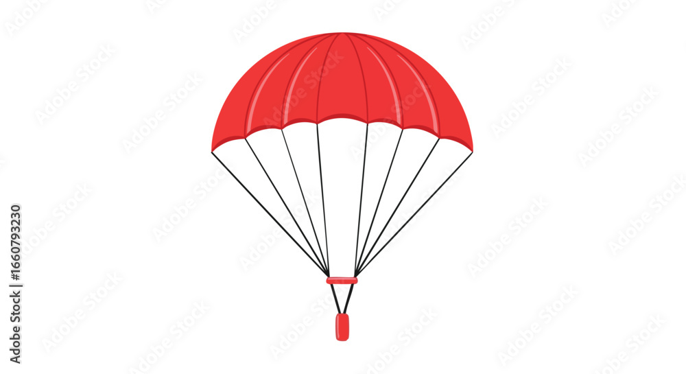 Obraz premium Graphical presentation of a vibrant red parachute against a clean white background canvas