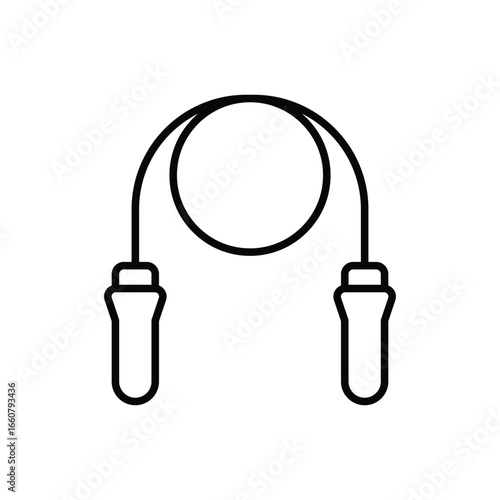 Jumping rope icon. Simple outline style. Fitness, skipping rope, jump, health, lifestyle, game, training, exercise, sport gear concept. Thin line symbol. Vector isolated design