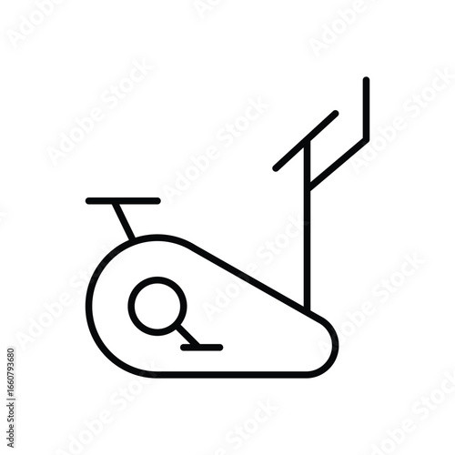 Exercise bike icon. Simple outline style. Gym, bicycle, cardio, training, stationary, fitness, workout, indoor, health, sport concept. Thin line symbol. Vector isolated design