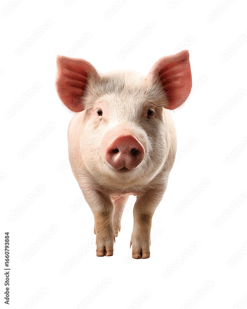 Fototapeta premium Front-facing half-body image of a pig