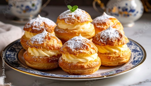 Wallpaper Mural Cream puffs with pastry, dessert, and plate. Torontodigital.ca