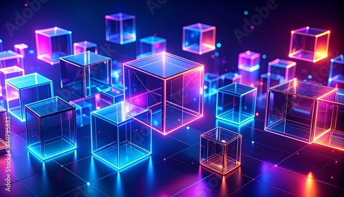 Floating Data Cubes in Neon Glow