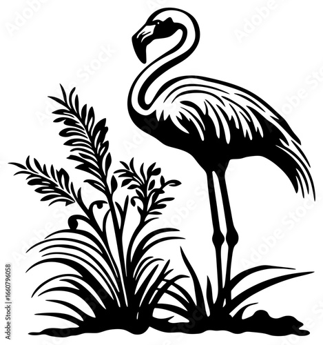 Silhouette of flamingo bird