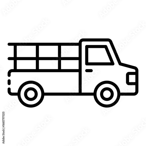 pick up truck outline icon representing vehicle for transporting farm goods