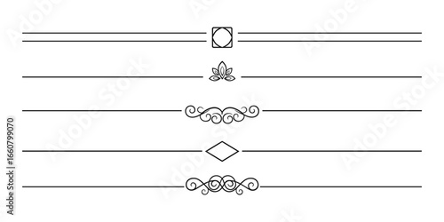 Collection of elegant decorative dividers and borders for design elements, vector set.